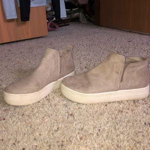 Suede platform slip-on high tops